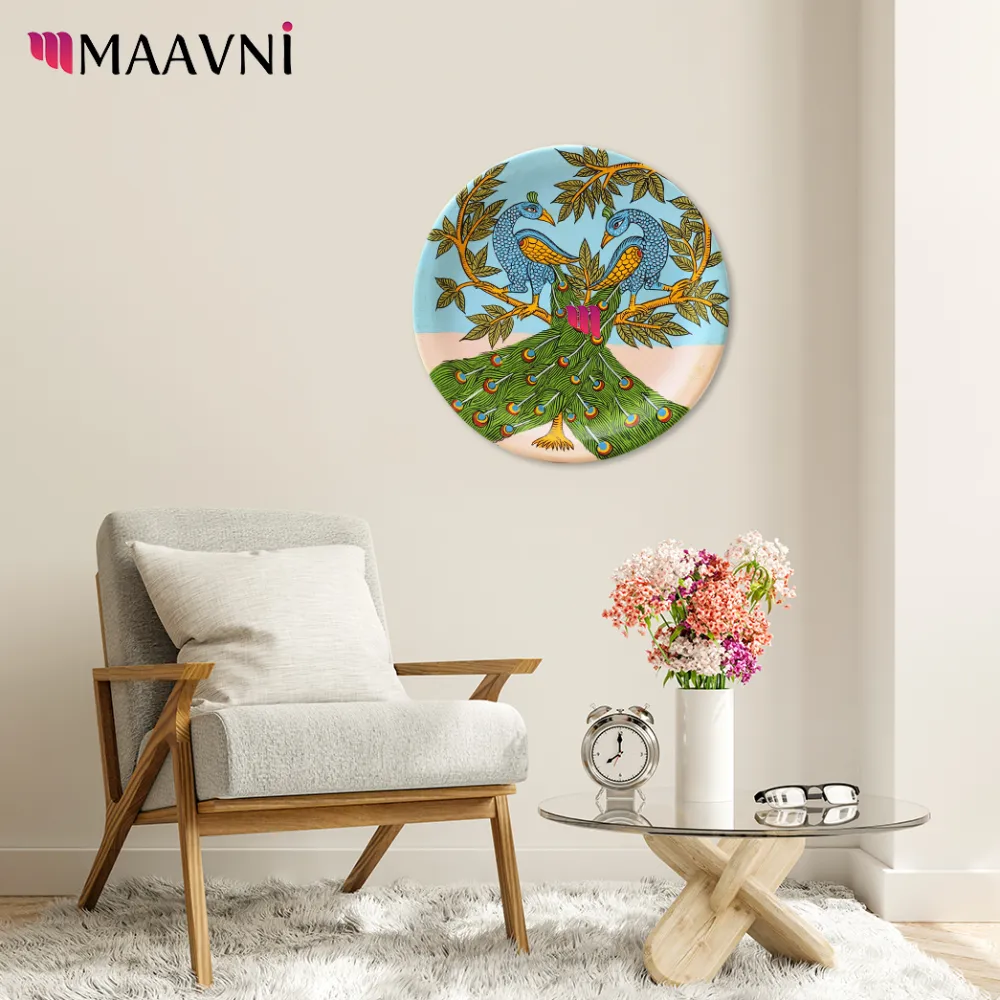 Peacock twins 10inch melamine wallplate