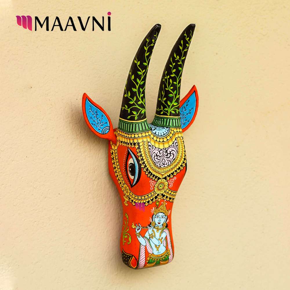 Shri Krishna Orange Cow Head 16 Inches