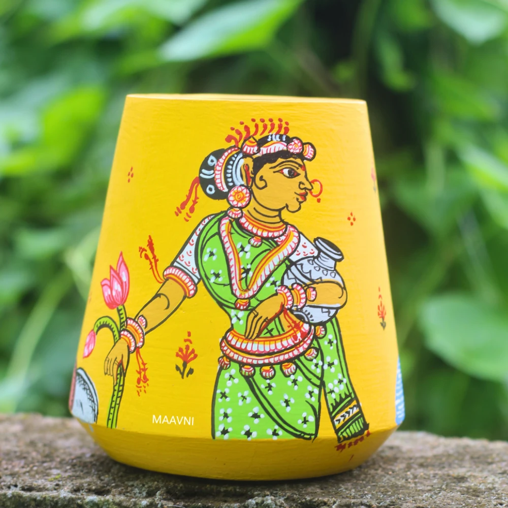Dancer Yellow HandPainted Pen Stand