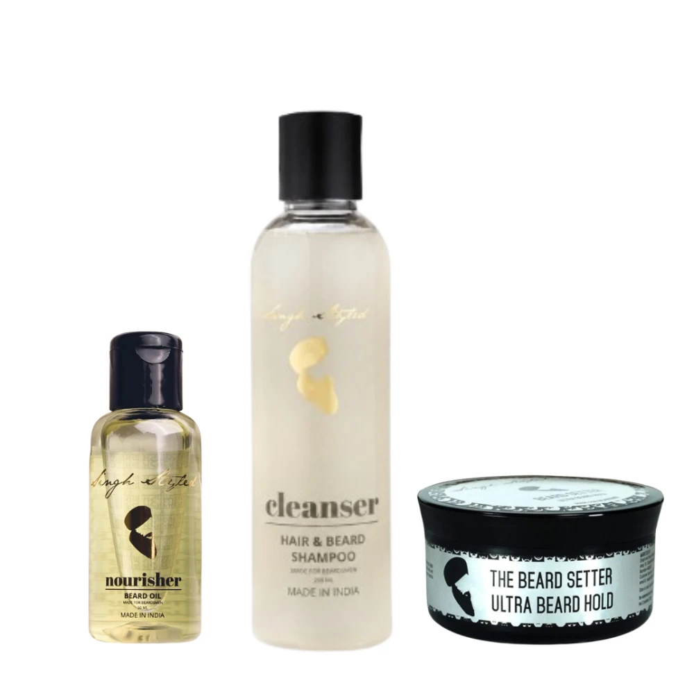 Singh Styled Beard Setter Ultra Beard Hold,Cleanser & Nourisher Combo