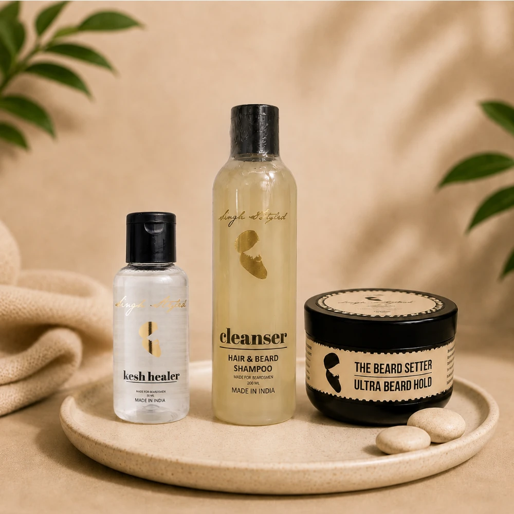 Singh Styled Beard Setter Ultra Beard Hold,Cleanser & Kesh Healer Combo