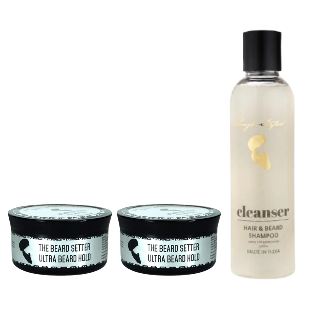 Singh Styled Beard Setter Ultra Beard Hold (Pack of 2) & Cleanser Combo