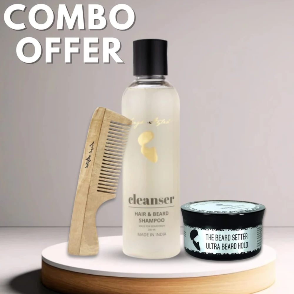 Singh Styled Cleanser, Beard Setter Ultra Hold 200 gm and Mustache Comb Combo CBM COMBO