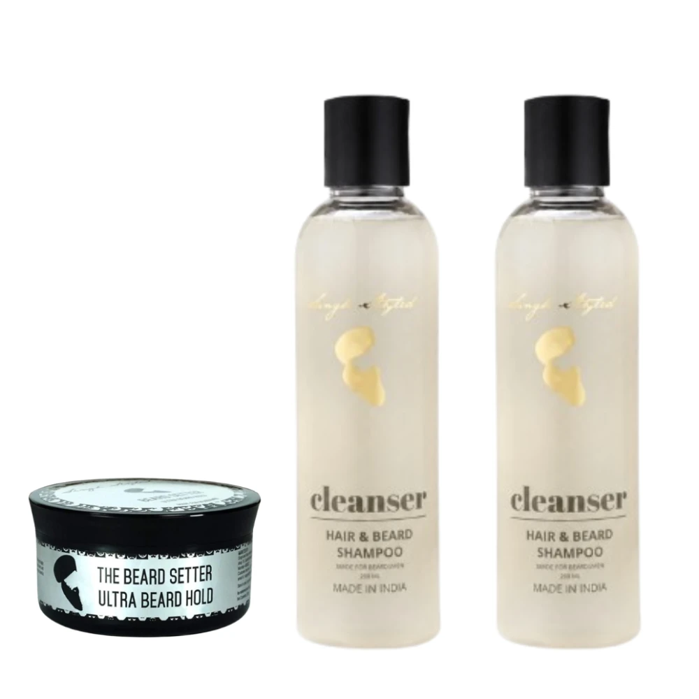 Singh Styled Beard Setter Ultra Beard Hold & 2 pack of Cleanser Combo