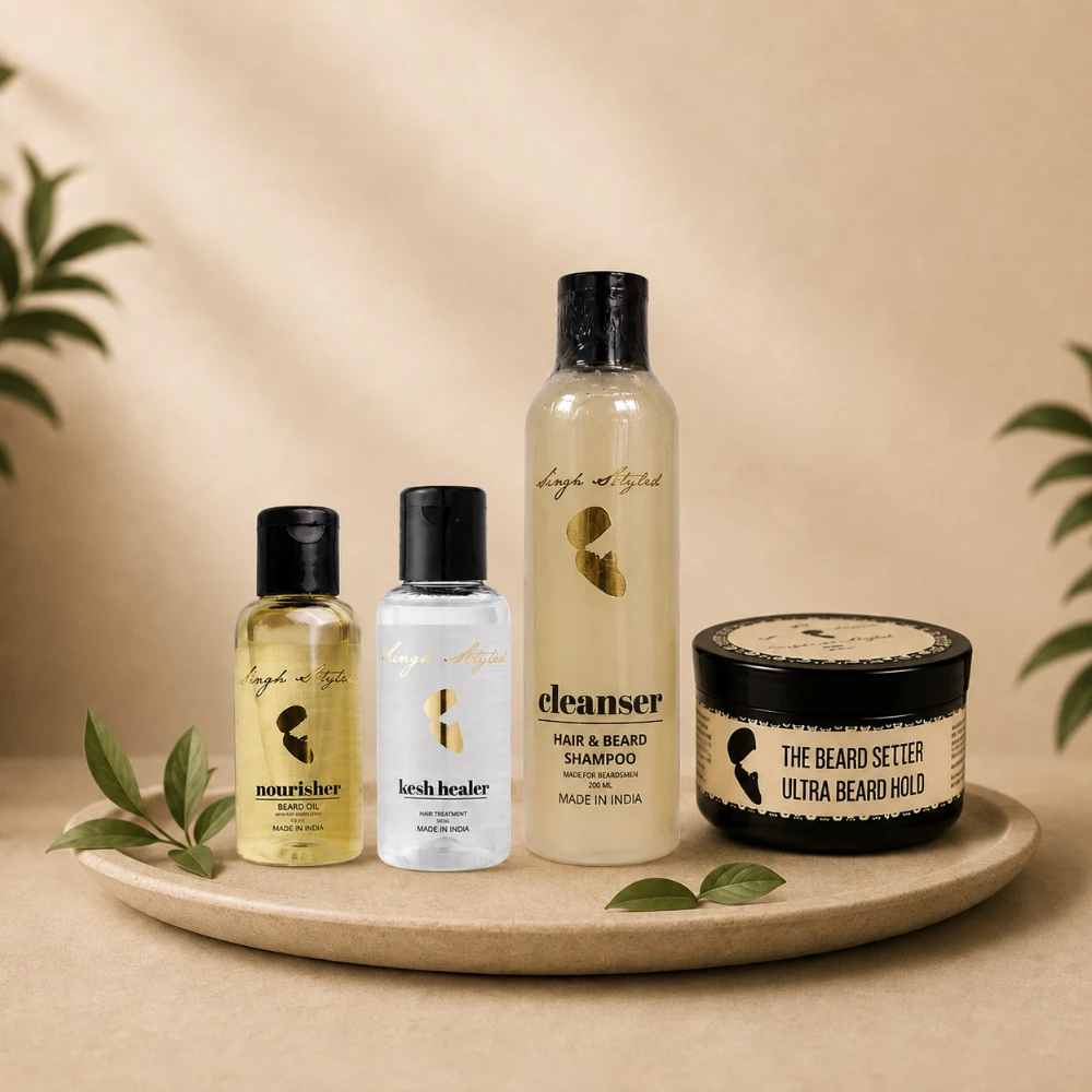 Singh Styled Beard Setter Ultra Beard Hold, Cleanser, Kesh Healer & Oil Combo