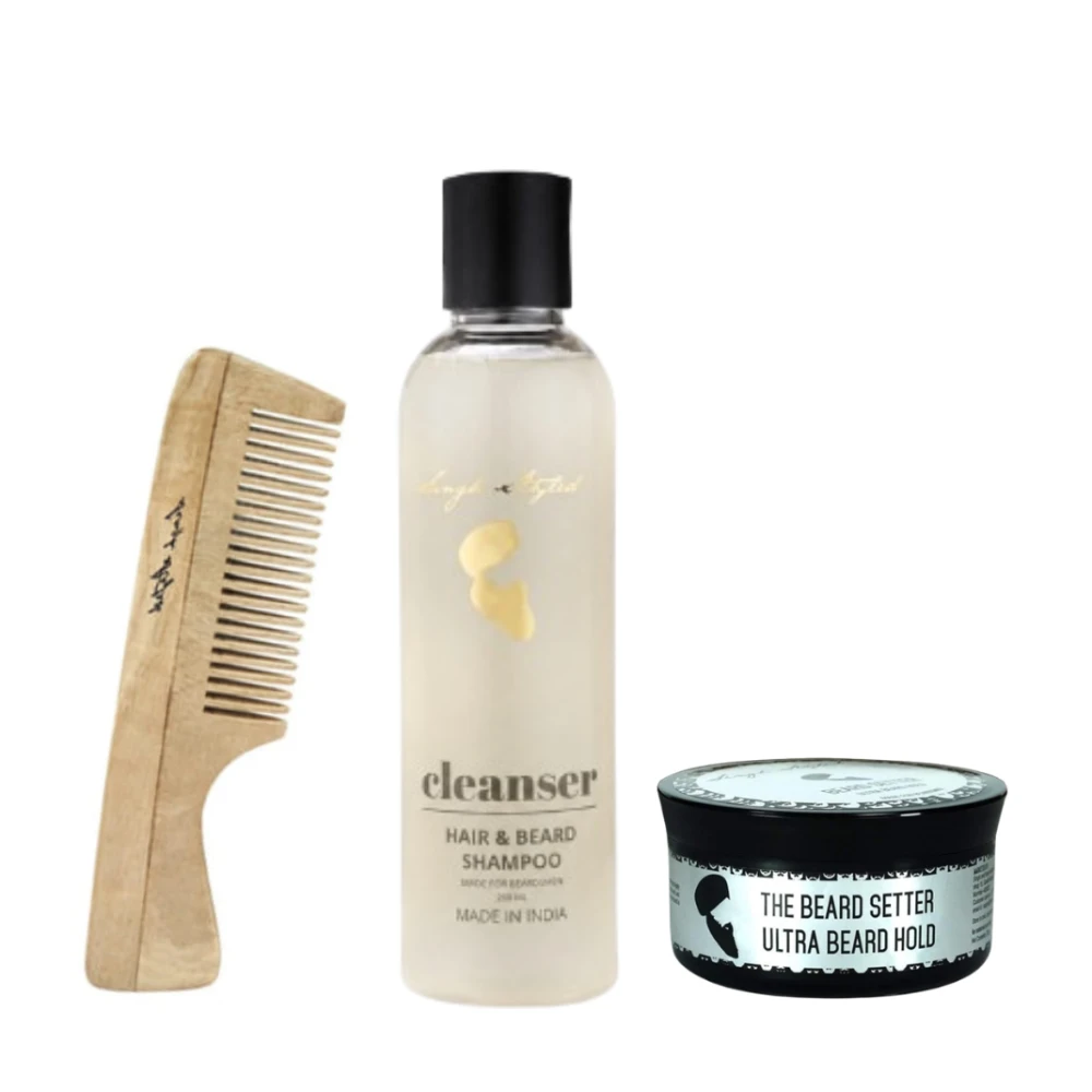 Singh Styled Cleanser, Beard Setter Ultra Hold 200 gm and Mustache Comb Combo MCB COMBO
