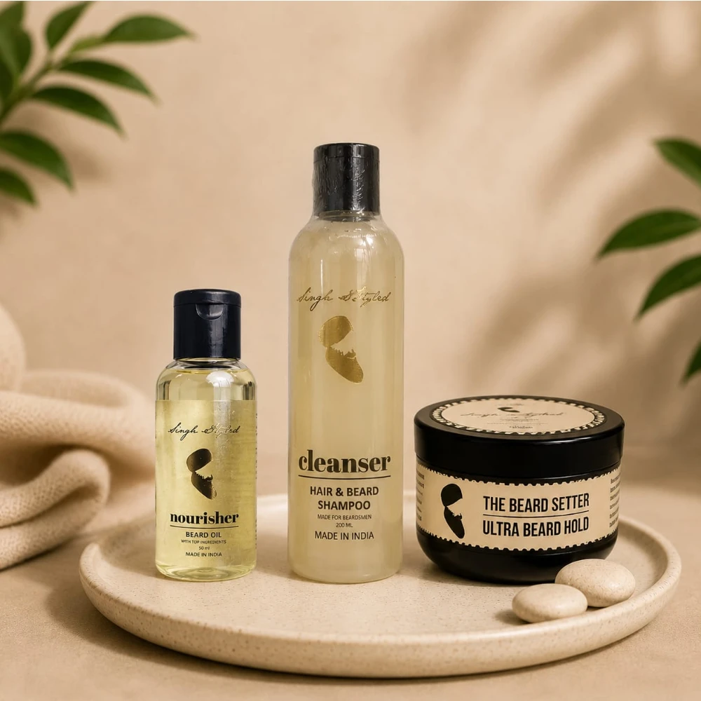 Singh Styled Beard Setter Ultra Beard Hold,Cleanser & Nourisher Combo