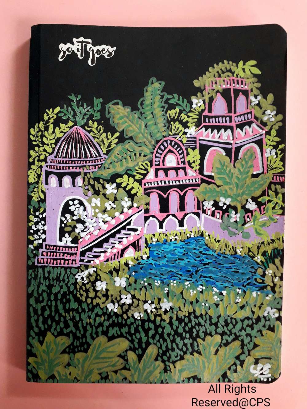 Garden of Fantasy Palace  A5 Ruled Notebook(Handpainted Kraft Cover)