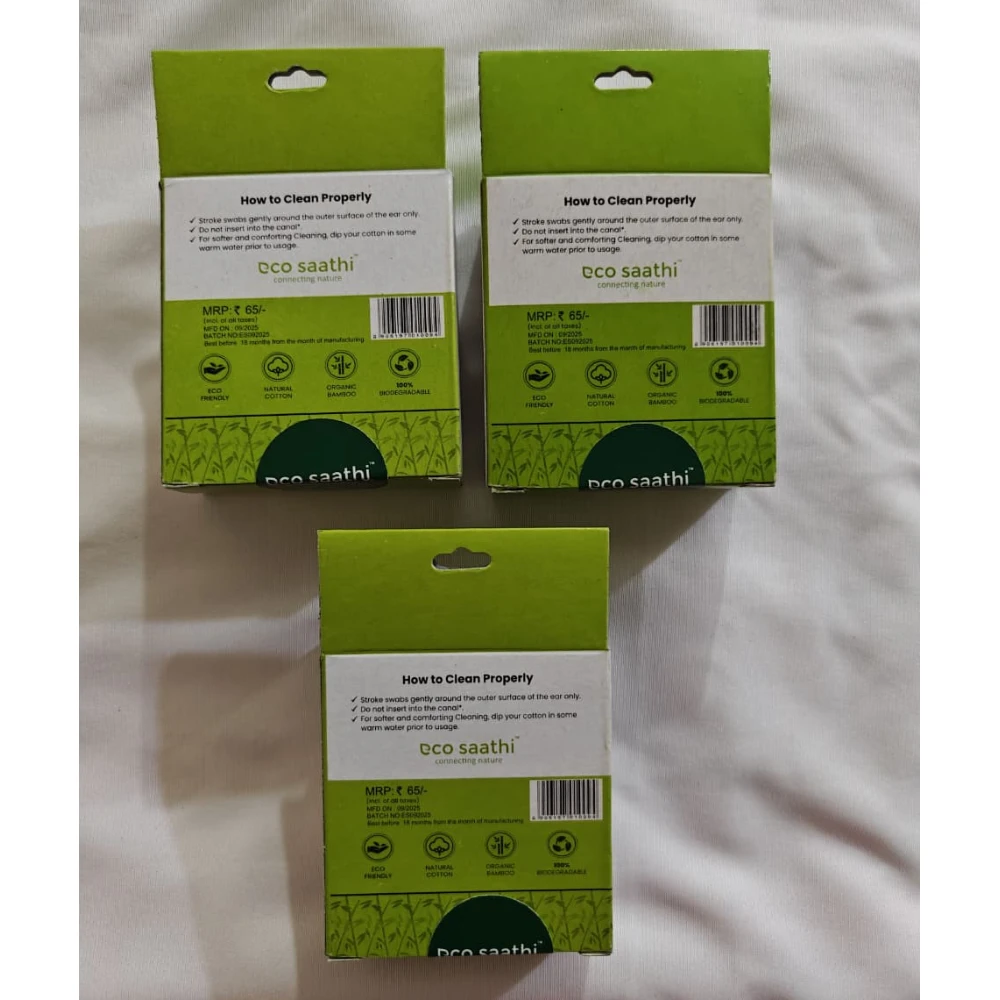 Bamboo Earbuds (White) - Pack of 3 (300 Buds)