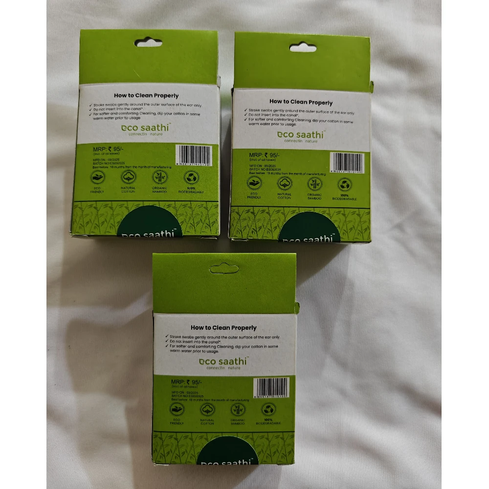 Premium Bamboo Earbuds (Blue) - Pack of 3 (300 Buds)