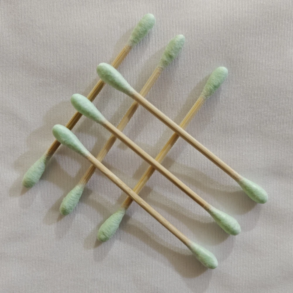 Premium Bamboo Earbuds (Green) - Pack of 3 (300 Buds)