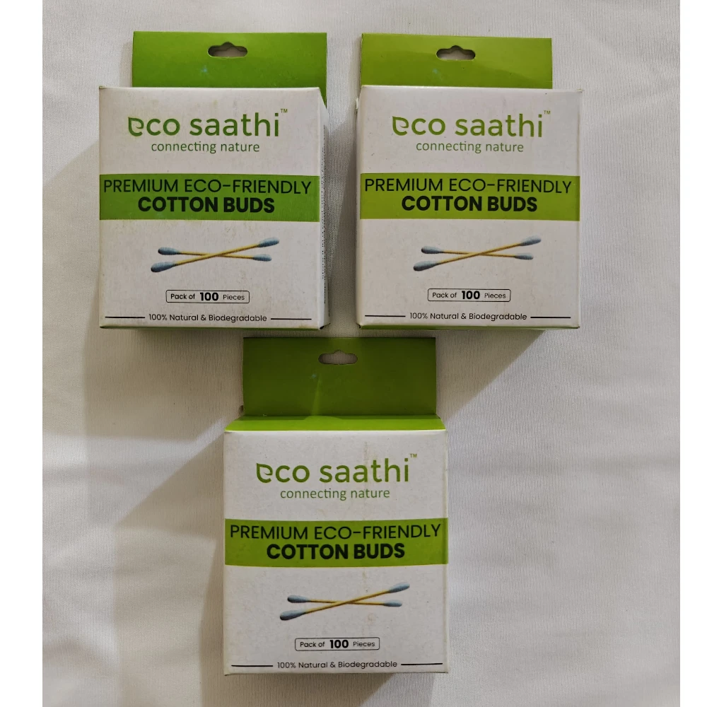 Premium Bamboo Earbuds (Blue) - Pack of 3 (300 Buds)