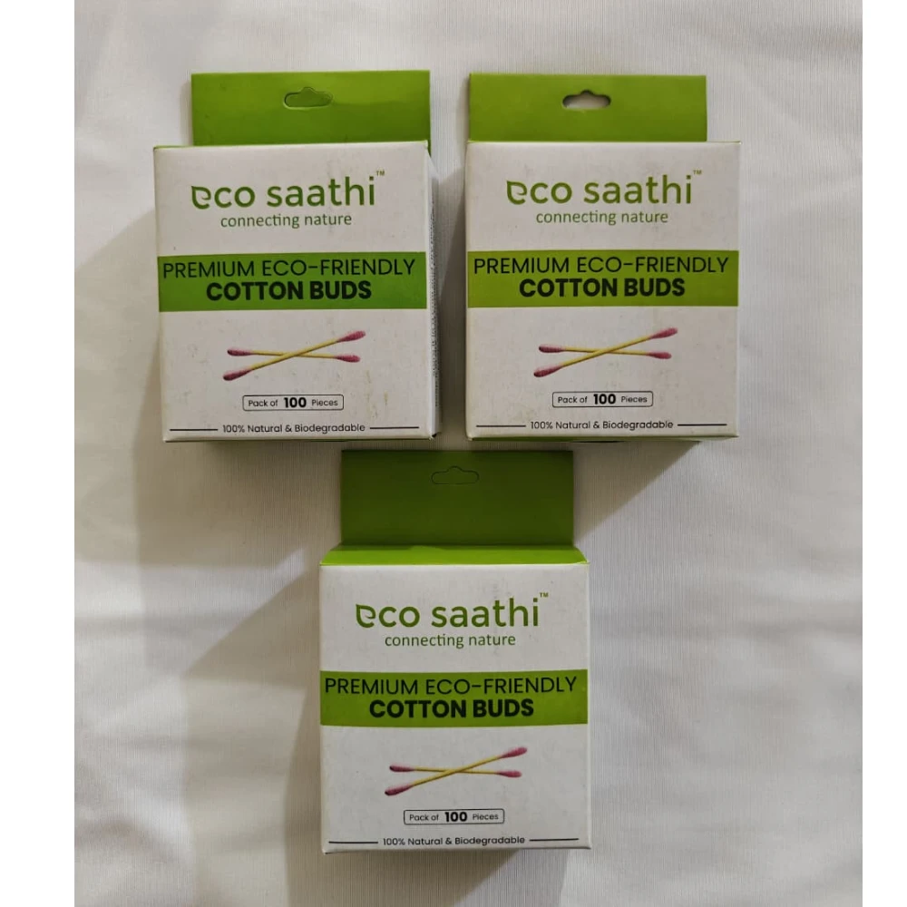 Premium Bamboo Earbuds (Pink) - Pack of 3 (300 Buds)