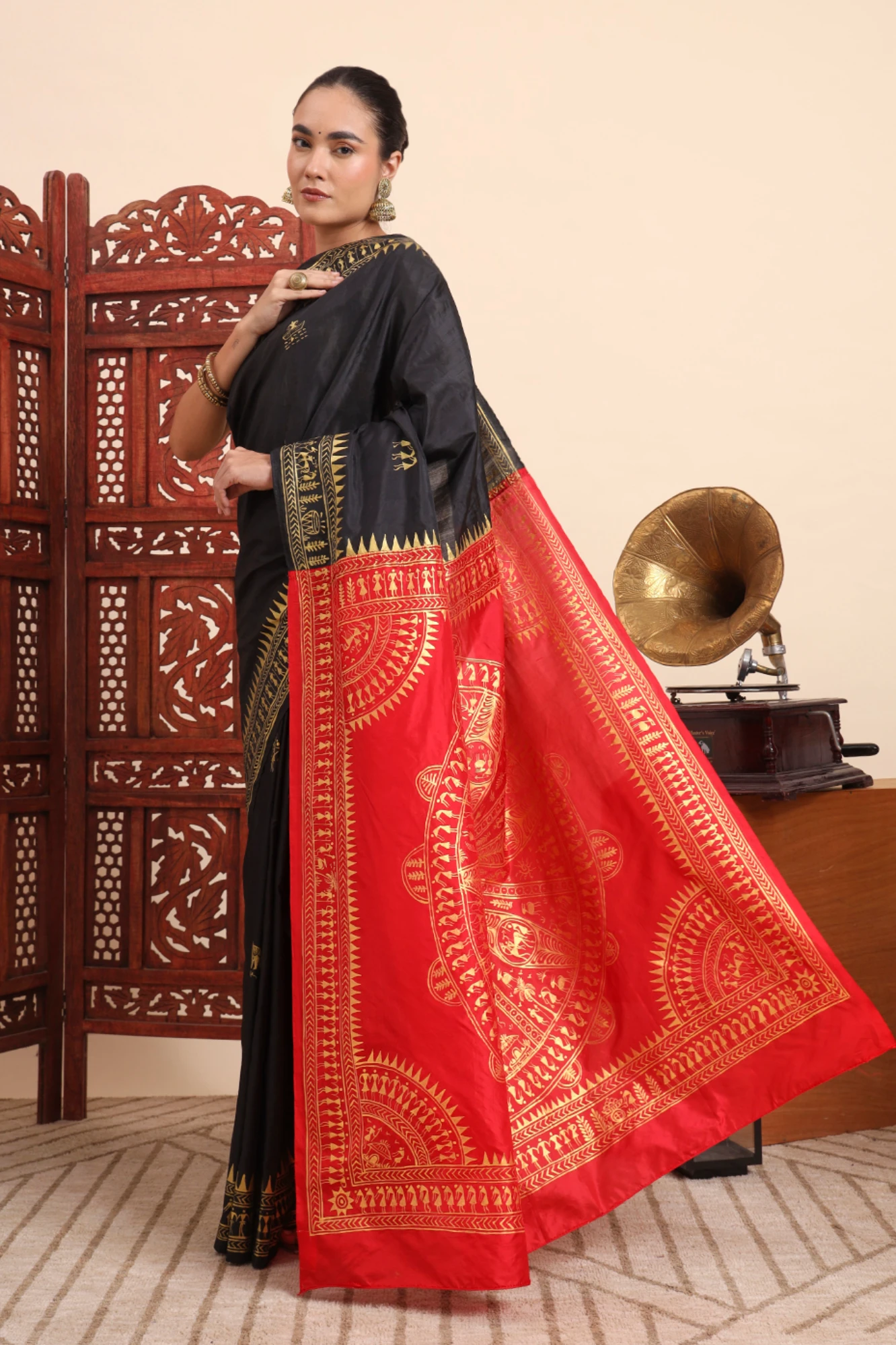 Handpainted Tribal Art-Black & Red