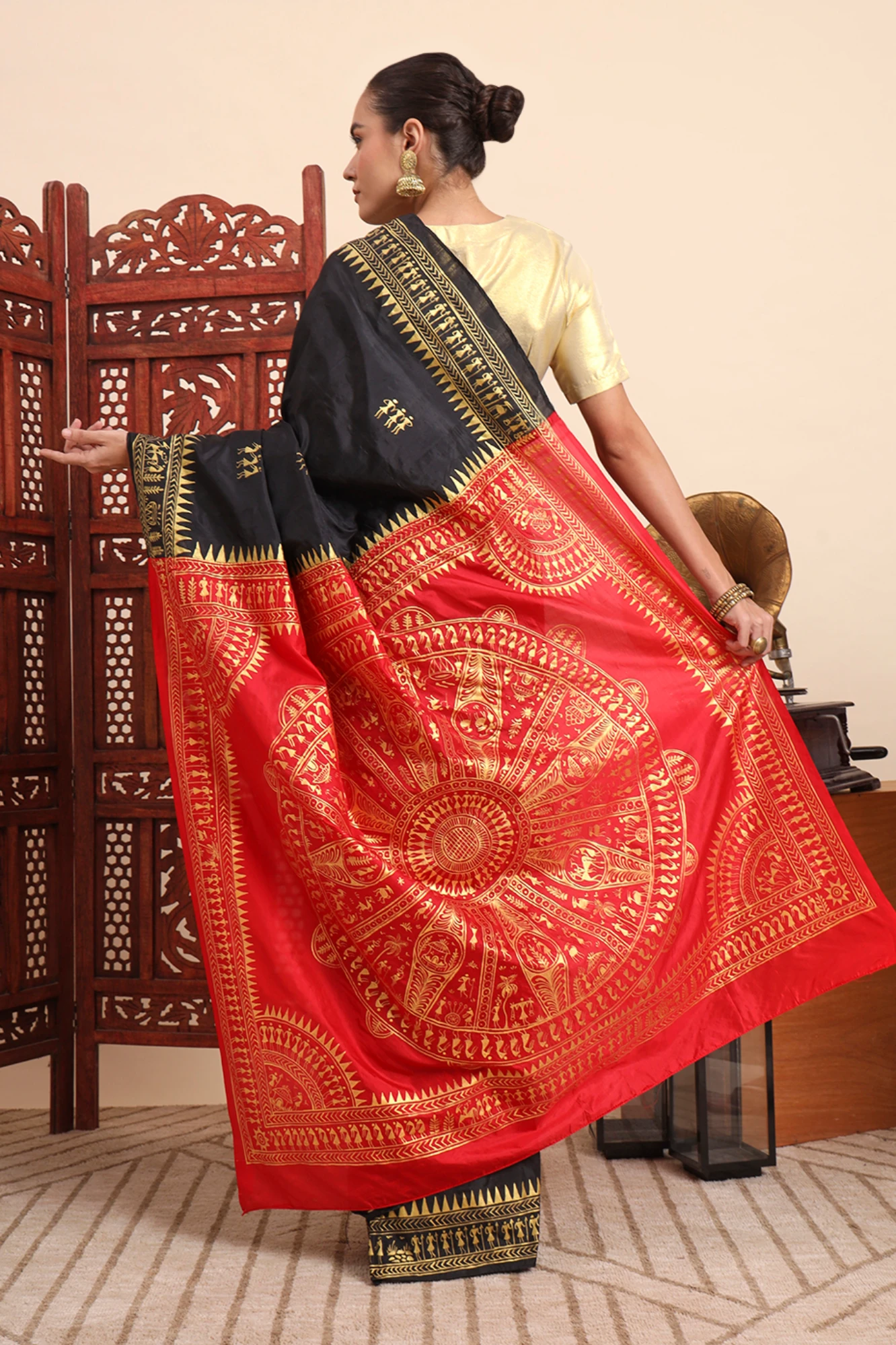 Handpainted Tribal Art-Black & Red