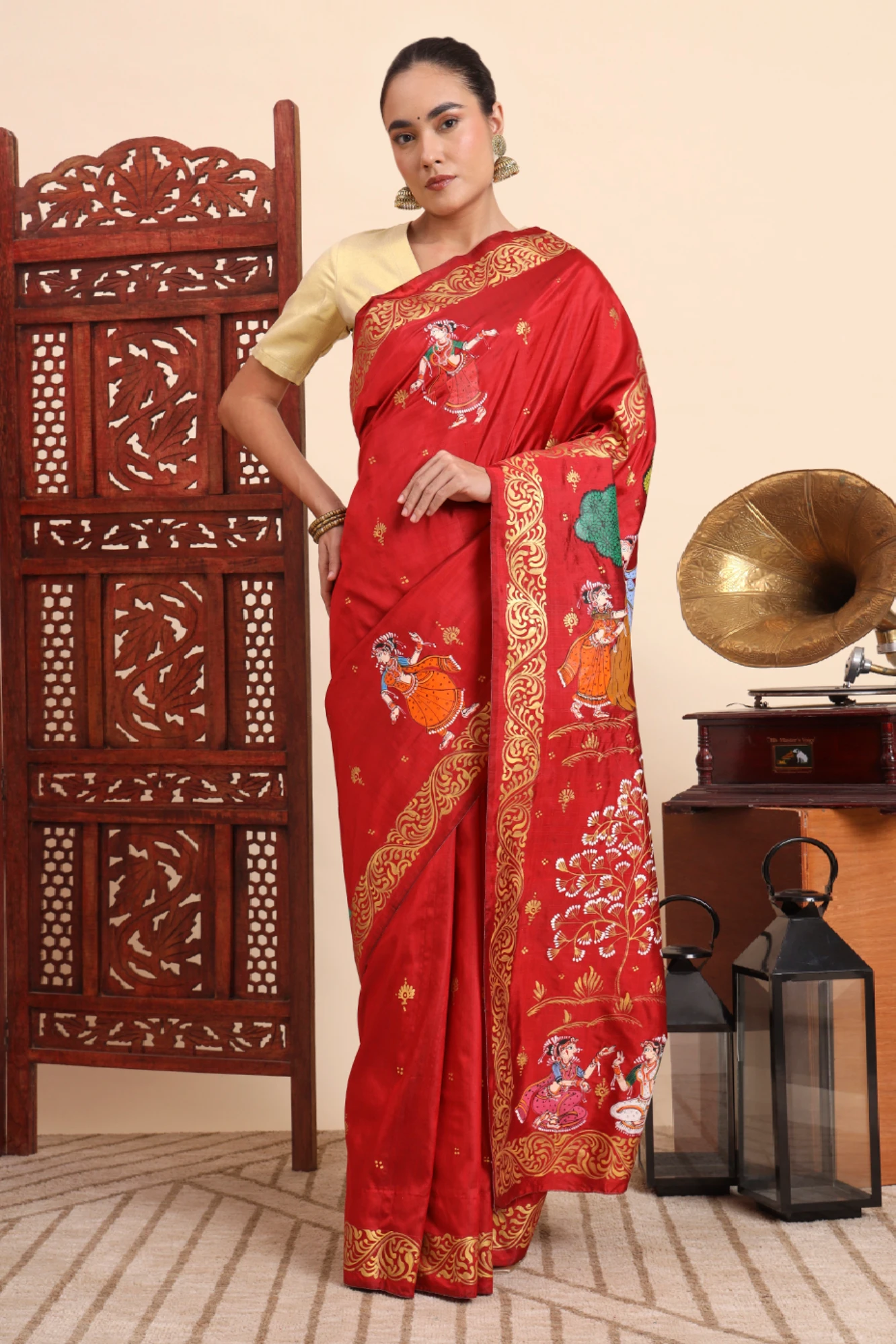 Handpainted Pattachitra Saree – Raja Festival