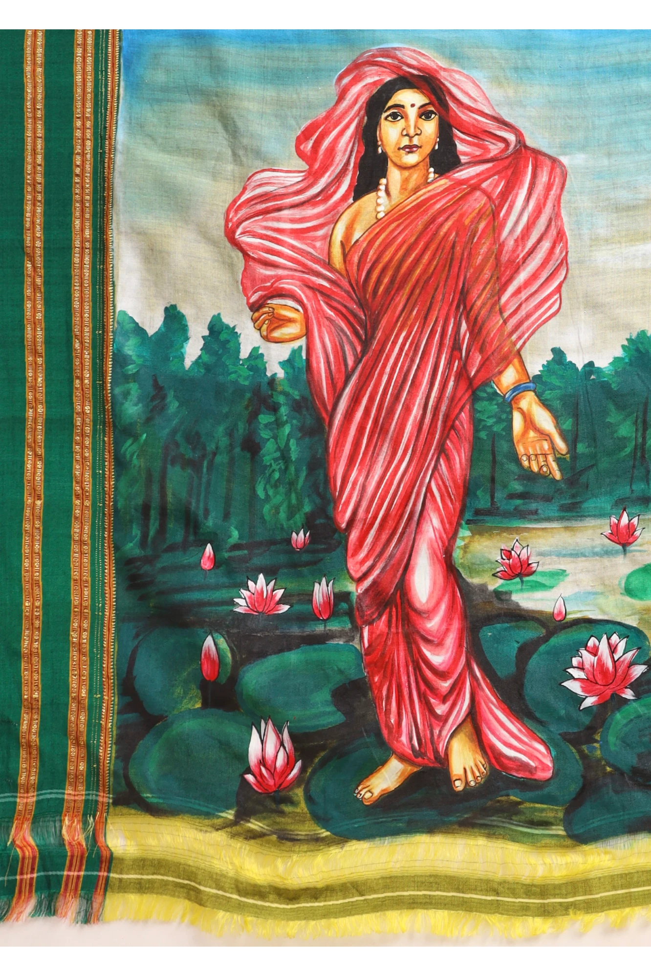 Ilkal Cotton Silk Saree – Handpainted Padmini Portrait
