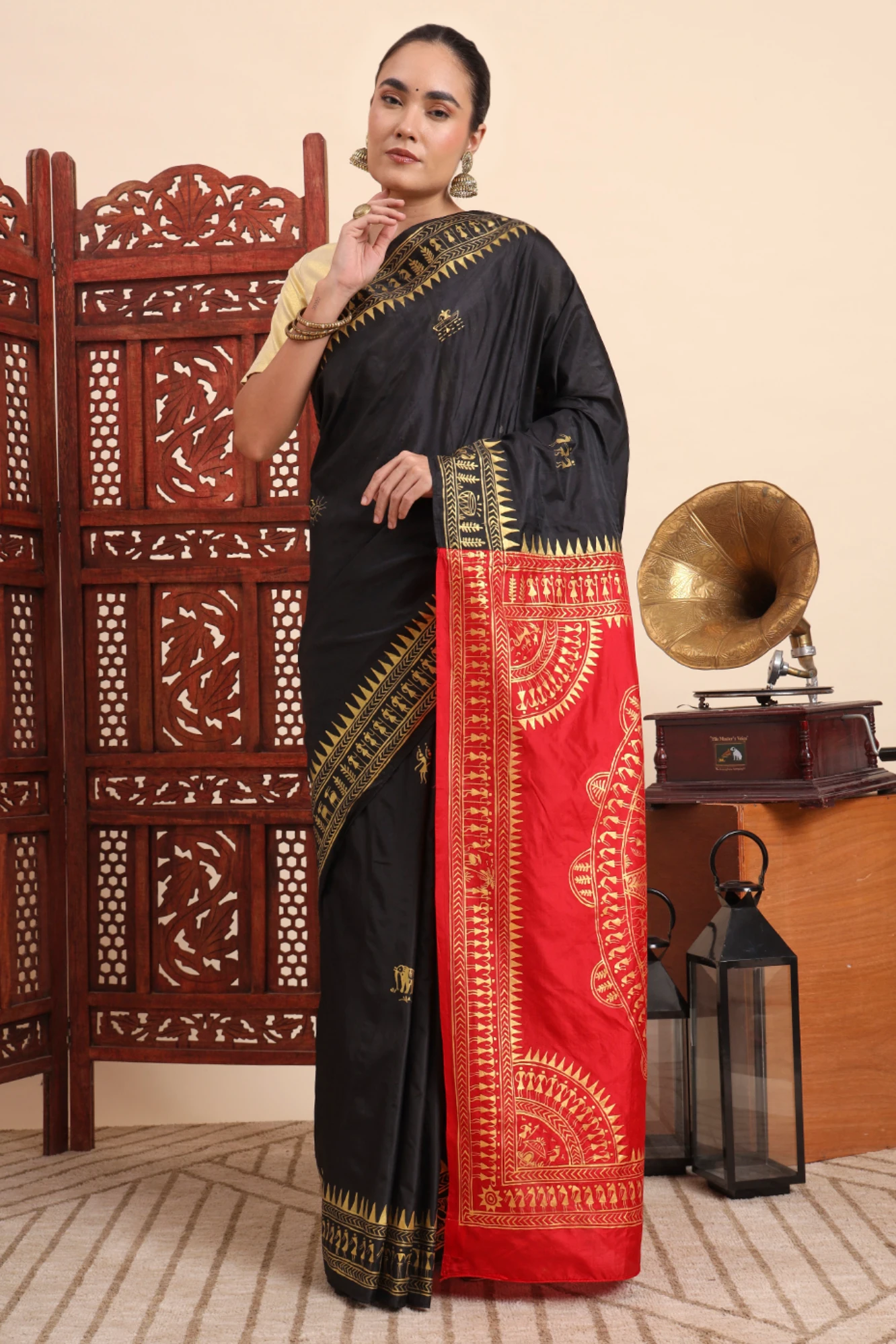 Handpainted Tribal Art-Black & Red