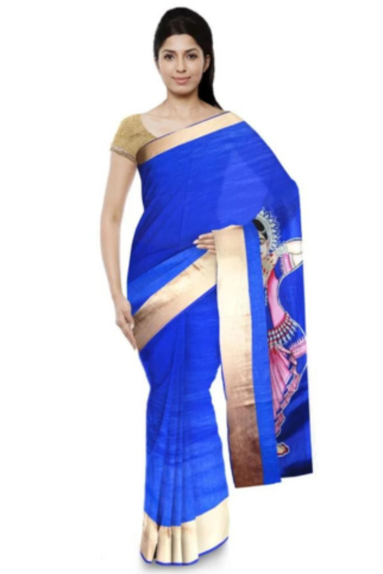 Odissi Dancer Theme pattachitra Hand painted saree