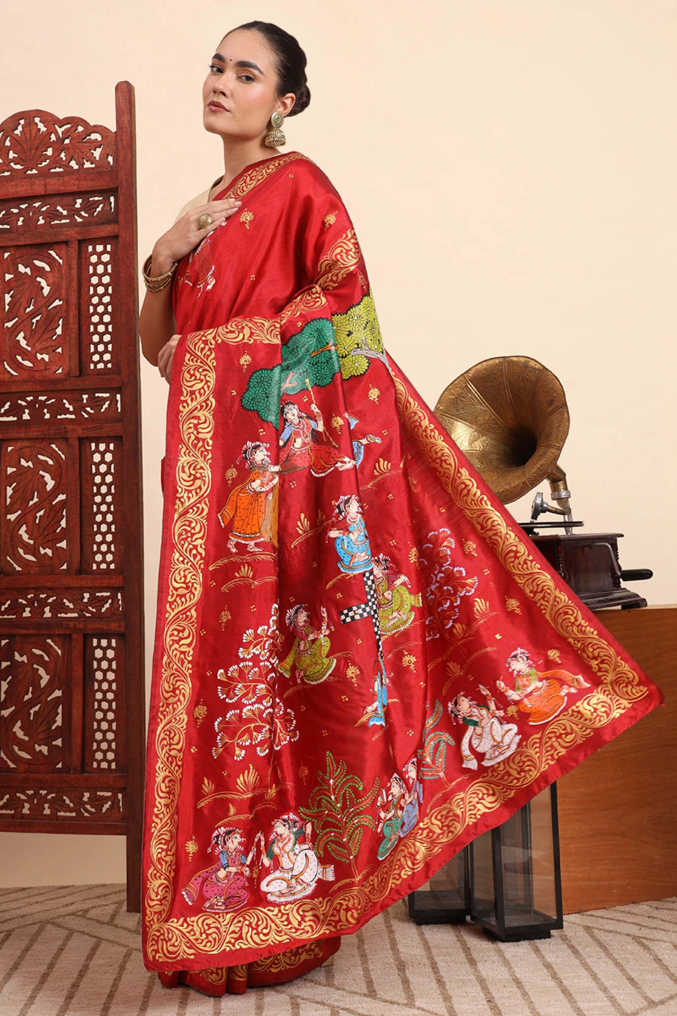 Handpainted Pattachitra Saree – Raja Festival