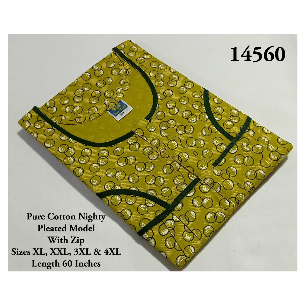 60 Inches Length Nighty (3XL(50)/60/Pure Cotton/Multicolor/With Zip)