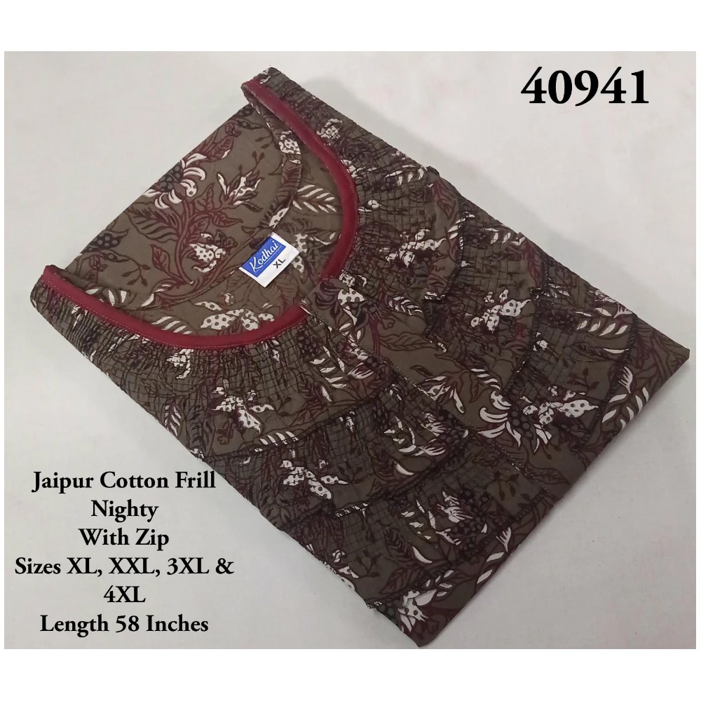 Triple Frill Jaipur Cotton Nighty
