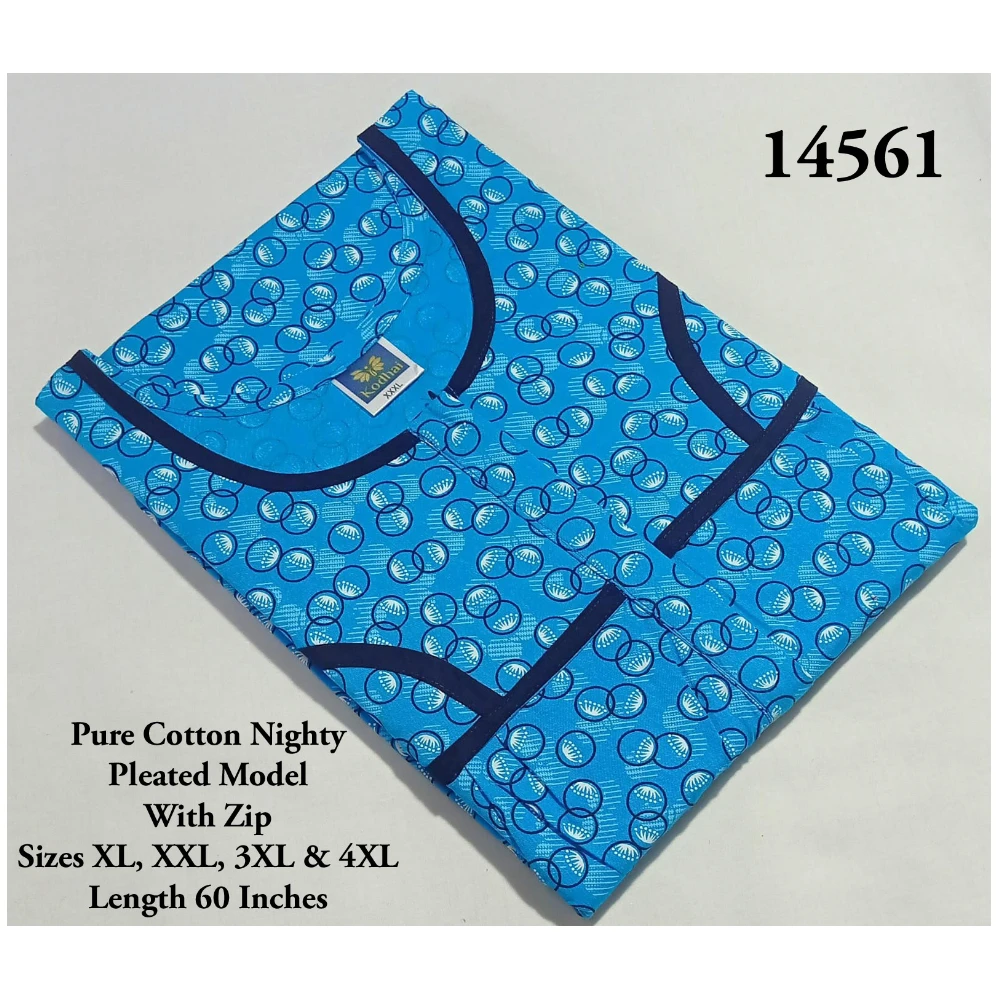 60 Inches Length Nighty (XXL(48)/60/Pure Cotton/Multicolor/With Zip)