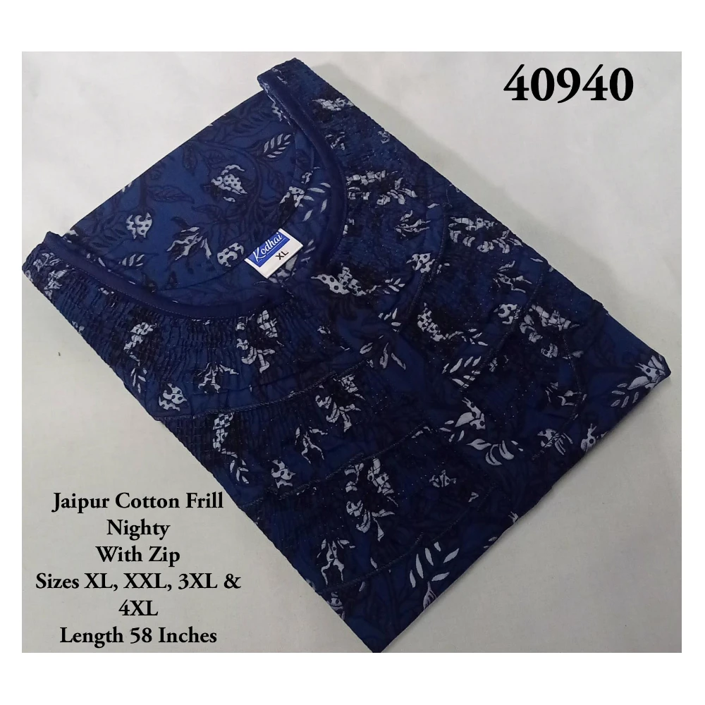 Triple Frill Jaipur Cotton Nighty