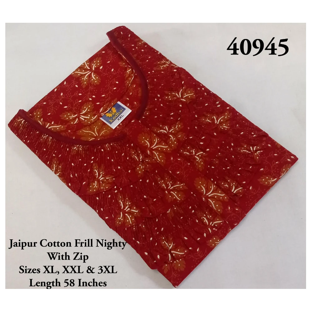 Triple Frill Jaipur Cotton Nighty
