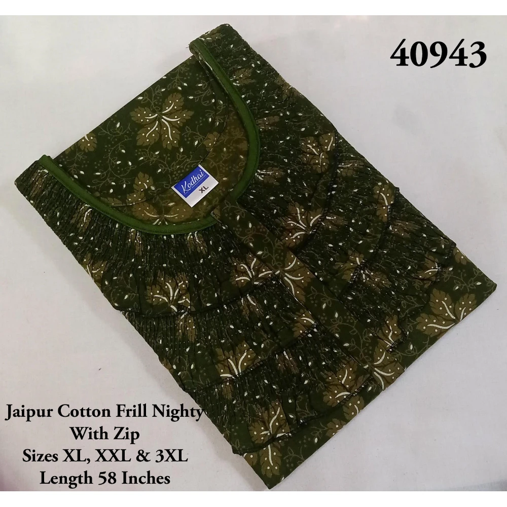 Triple Frill Jaipur Cotton Nighty