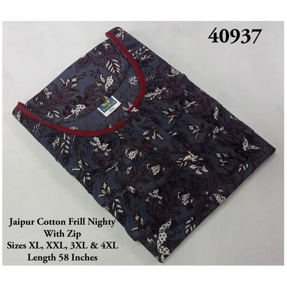 Triple Frill Jaipur Cotton Nighty