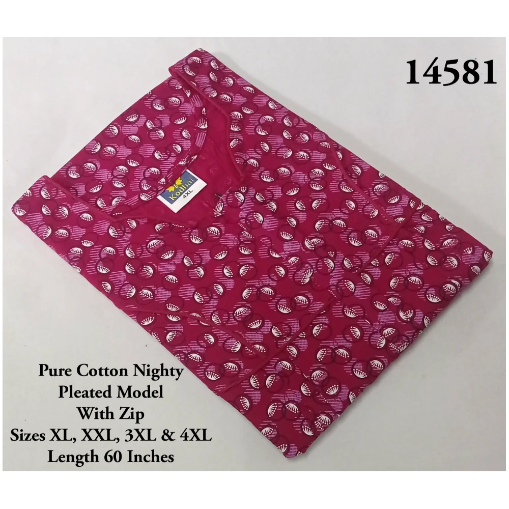 60 Inches Length Nighty (4XL(54)/60/Pure Cotton/Multicolor/With Zip)