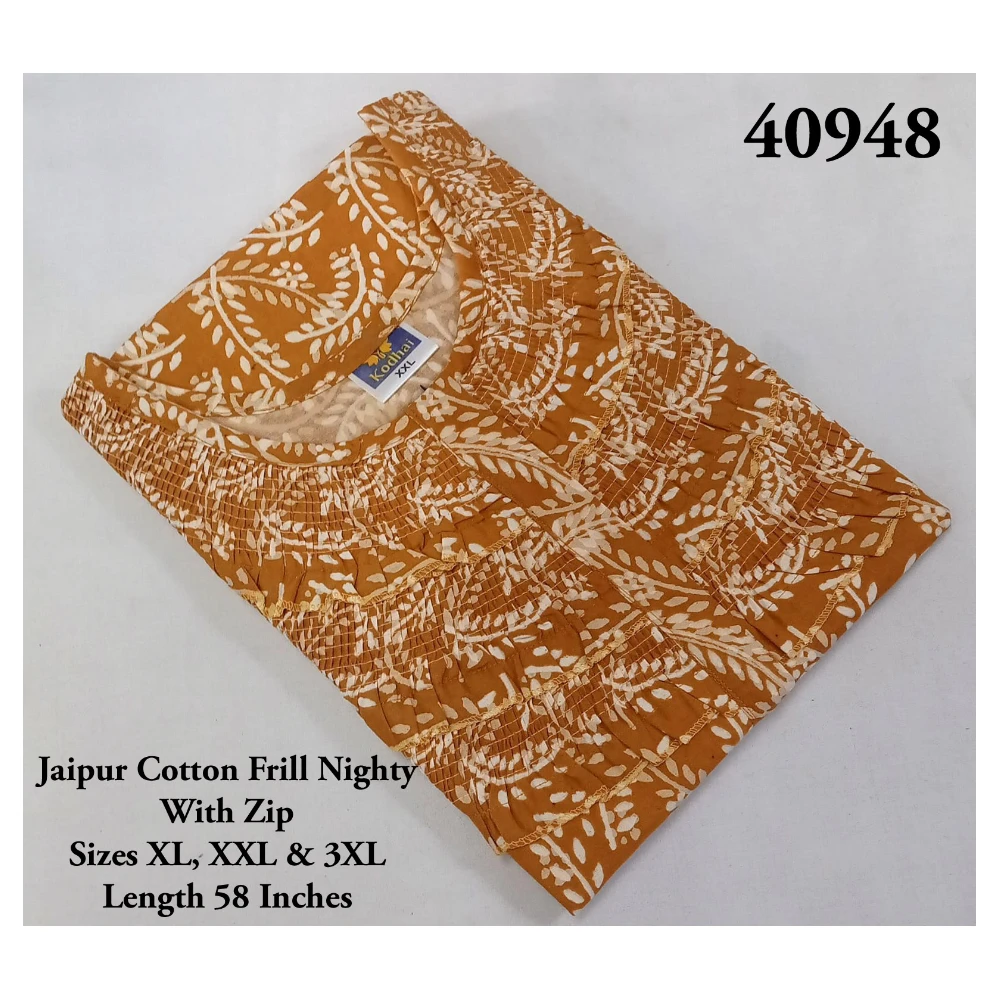 Triple Frill Jaipur Cotton Nighty