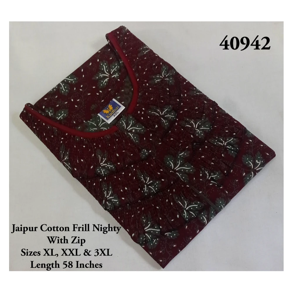 Triple Frill Jaipur Cotton Nighty