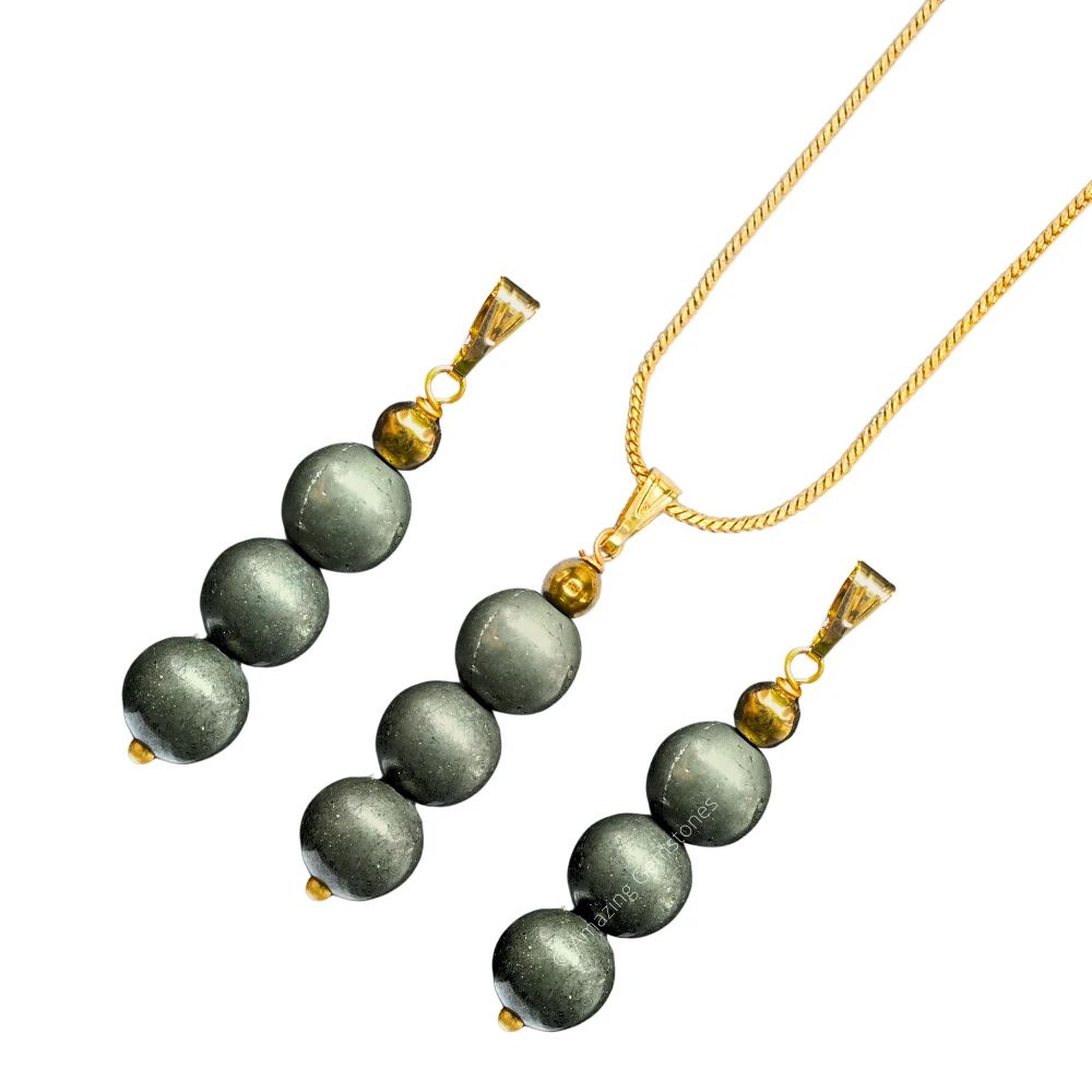 Pyrite Bead Pendant (Gold)