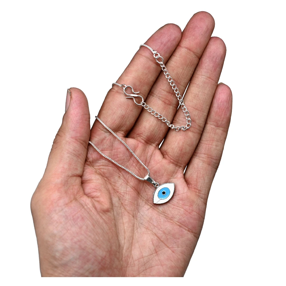 White Evil Eye Pendant (Silver)