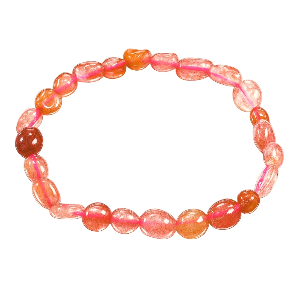 Strawberry Quartz Tumbled Stone Bracelet (Stretchable)