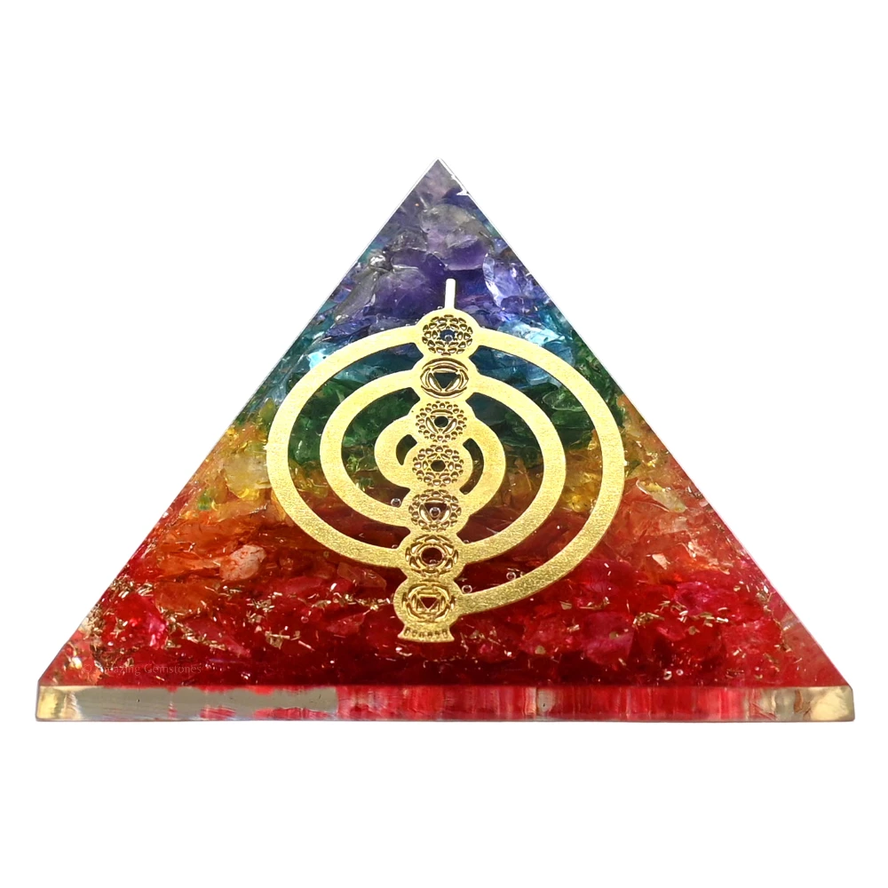 Chakra Onyx Orgone Pyramid - Chakra Reiki