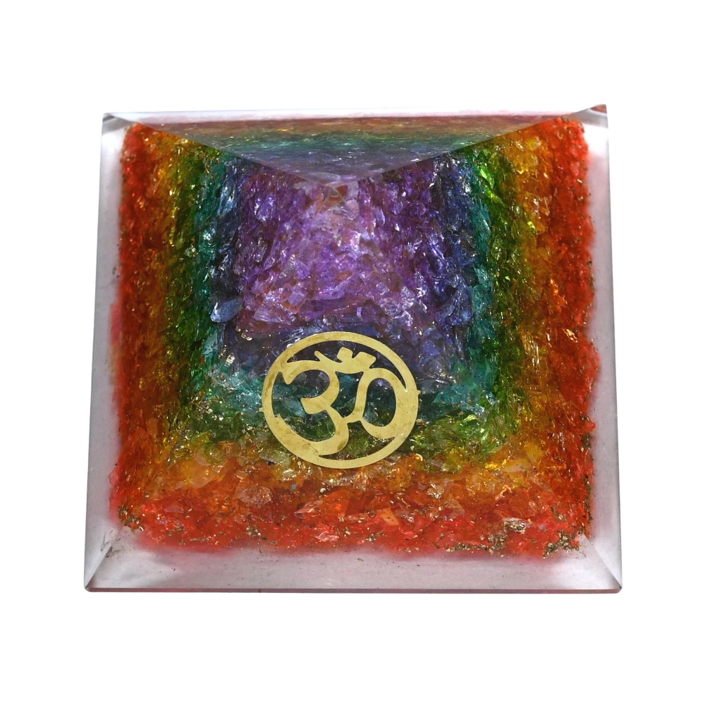 Chakra Onyx Orgone Pyramid - OM