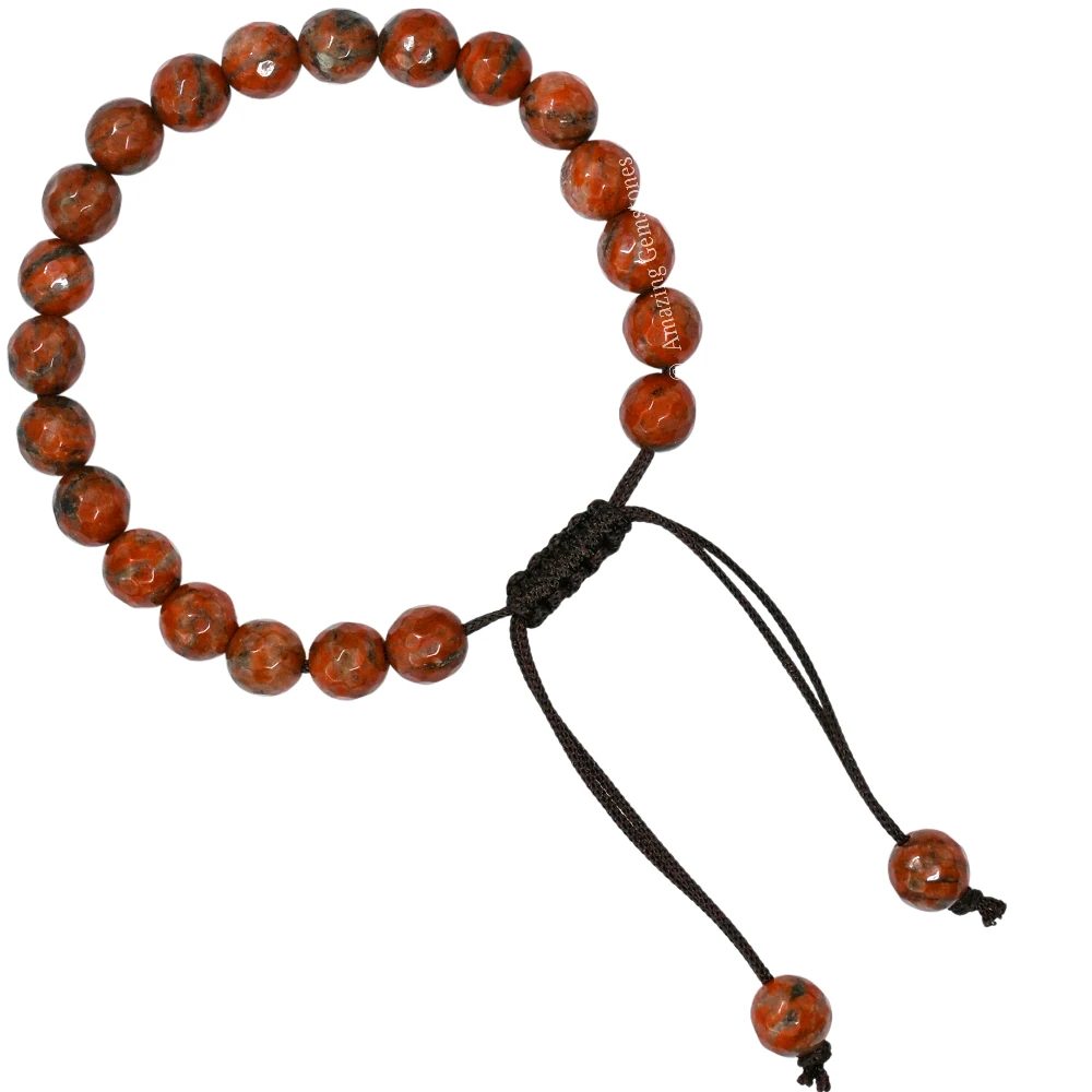 Red Black Jasper Bracelet (Faceted-Adjustable)