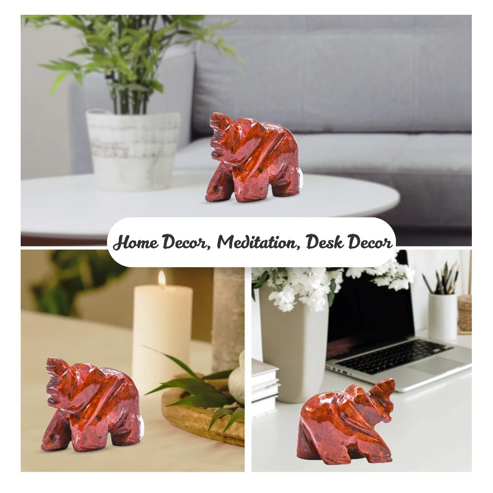 Red Jasper Mini Elephant Crystal Figurine