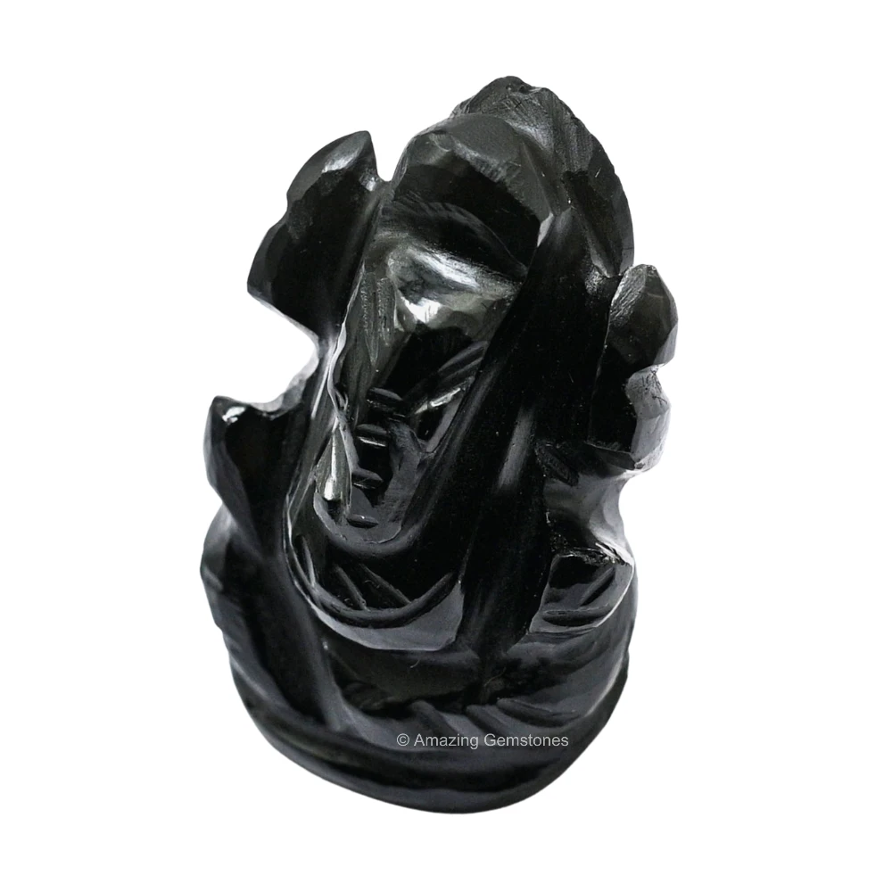 Black Agate Ganesha Crystal Idol