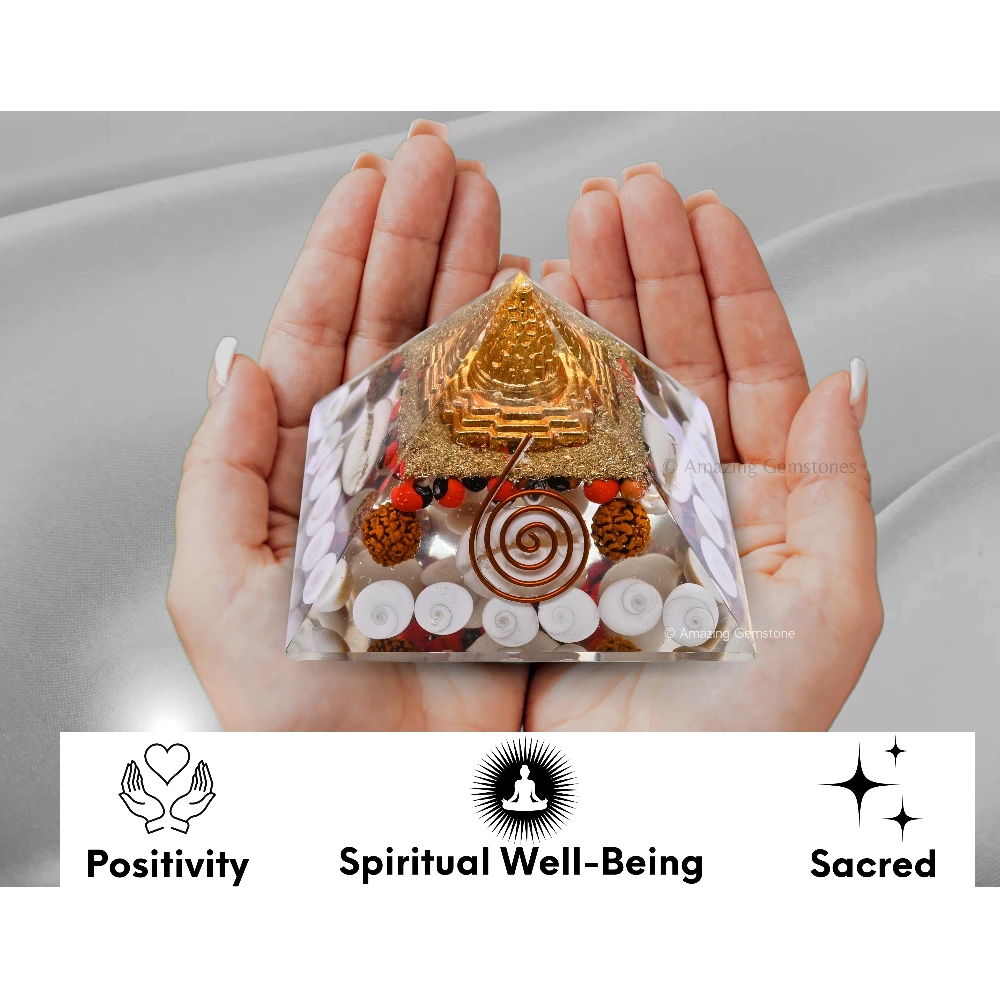 Laxmi Wealth Pyramid - Shree Yantra, Gomati Chakra, Rudraksha, Kodi (Regular)