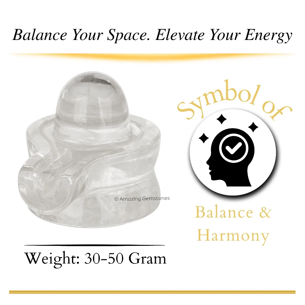 Clear Quartz Shivling (30-50 Gram)