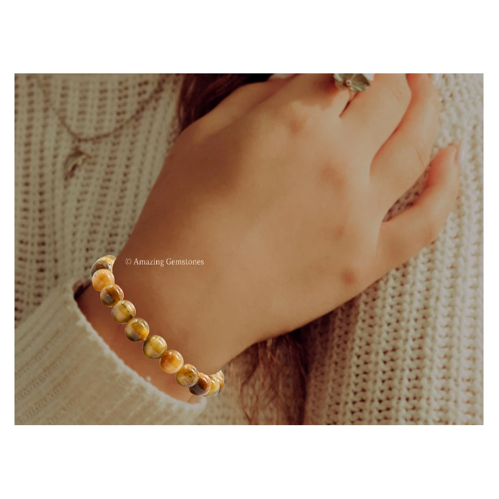 Yellow Cat's Eye Bracelet (Strechable)