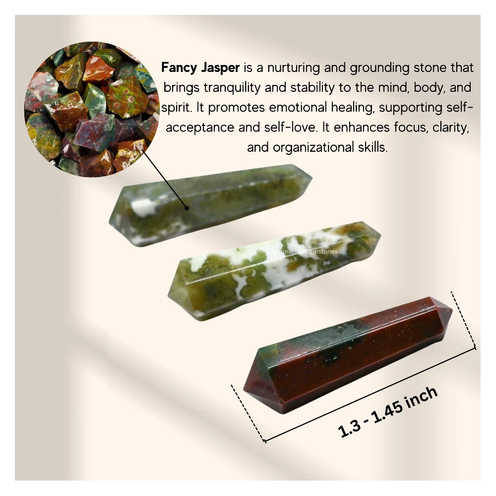 Fancy Jasper Pencil Points (Double Terminated) (Set of 3)
