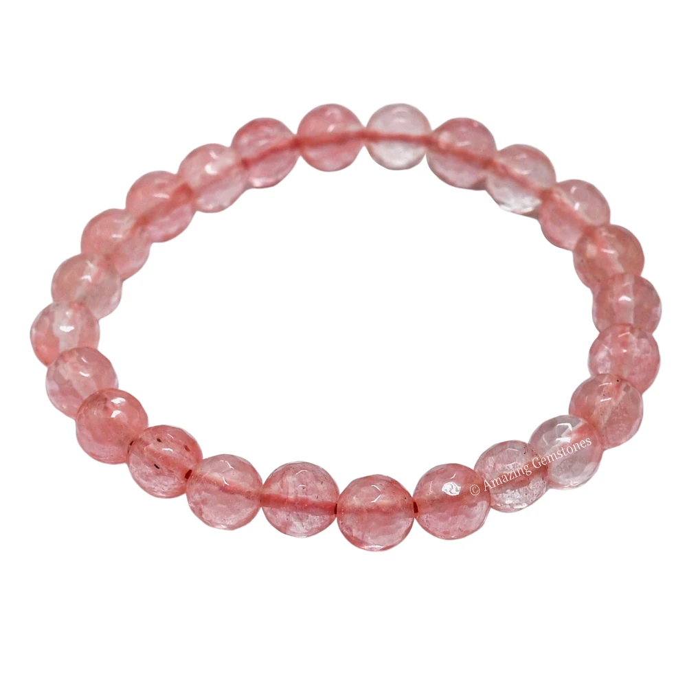 Cherry Quartz Bracelet (Faceted-Stretchable)
