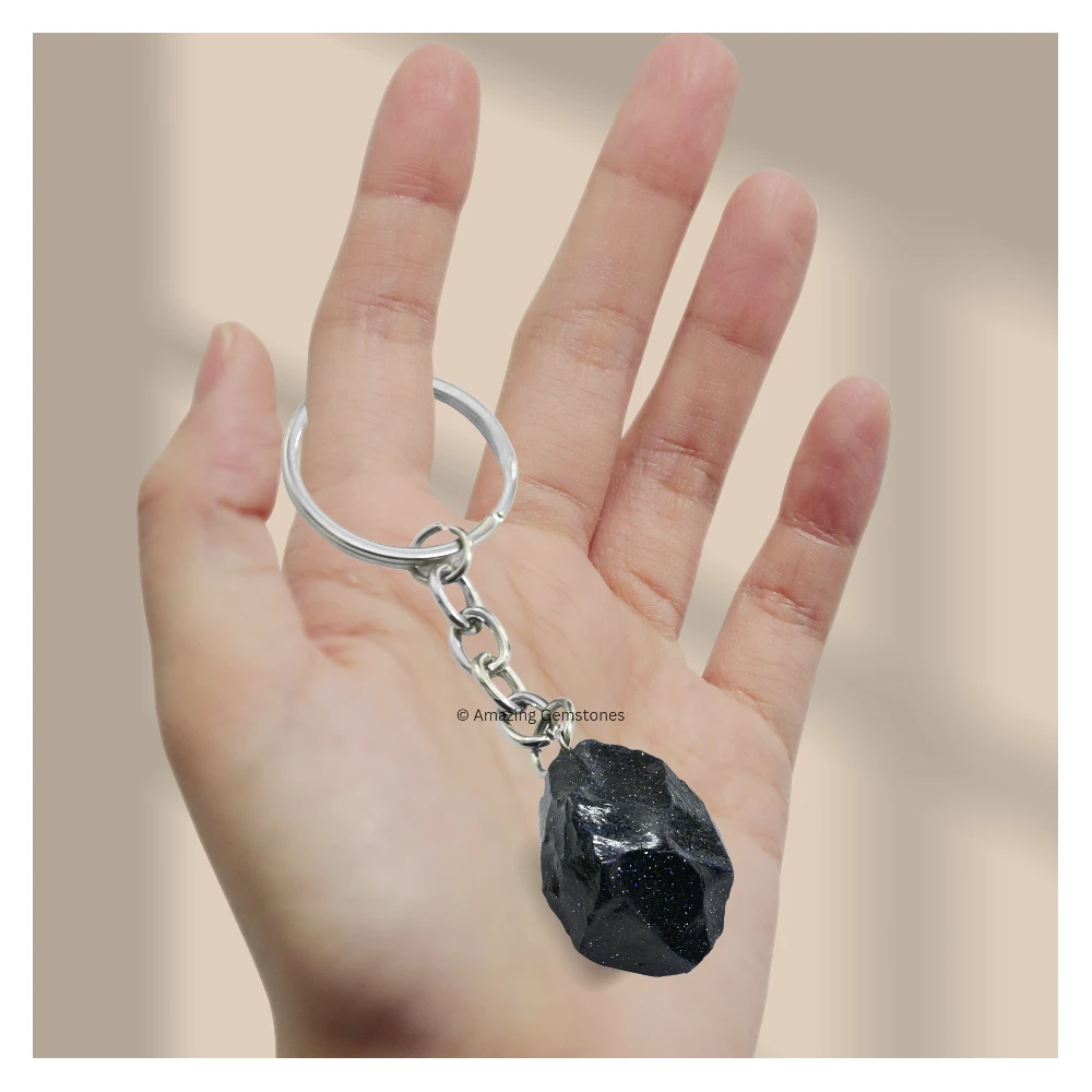 Blue Goldstone Keychain Keys Holder (Raw)