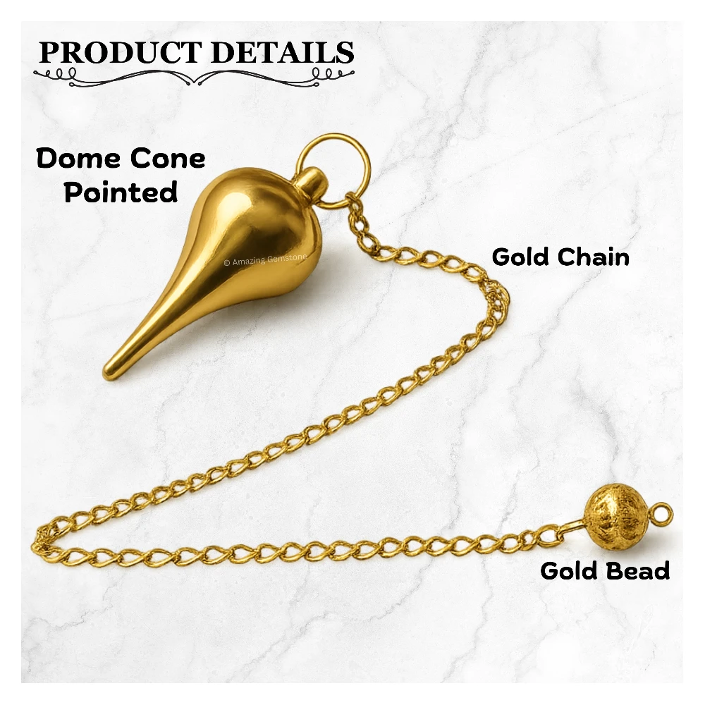Metal Brass Pendulum - Gold Dome Cone Point (MP118)