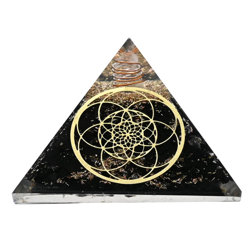 Shungite Orgone Pyramid - Seed of Life